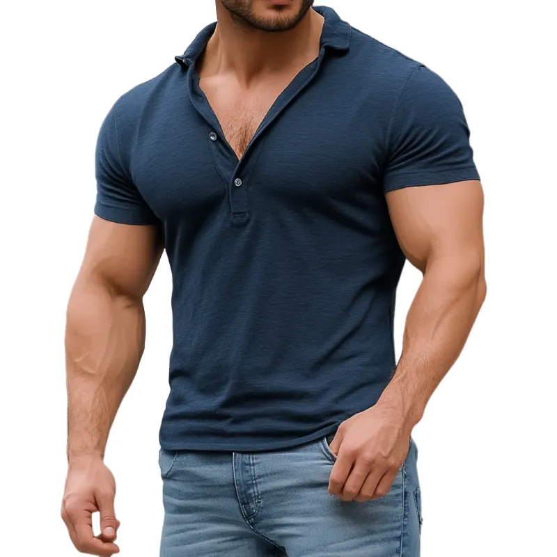 Men's Casual Cotton Lapel Slim Fit Short Sleeve Polo Shirt 45526519M sold by Manly