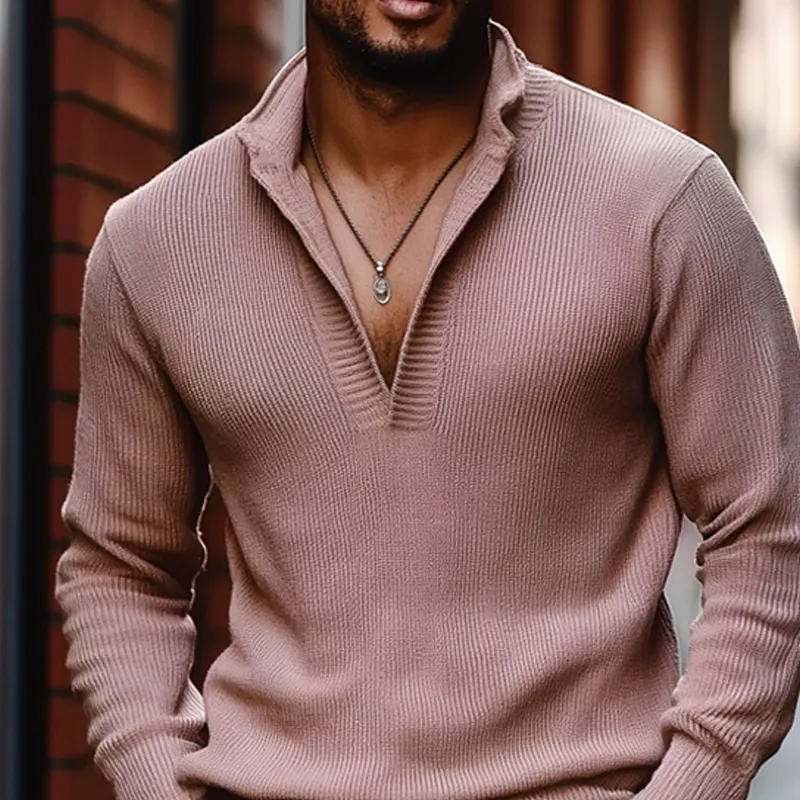 Men's Solid Color Knitted Stand Collar Long Sleeve Sweater 09400623Z sold by Manly product image thumbnail 3