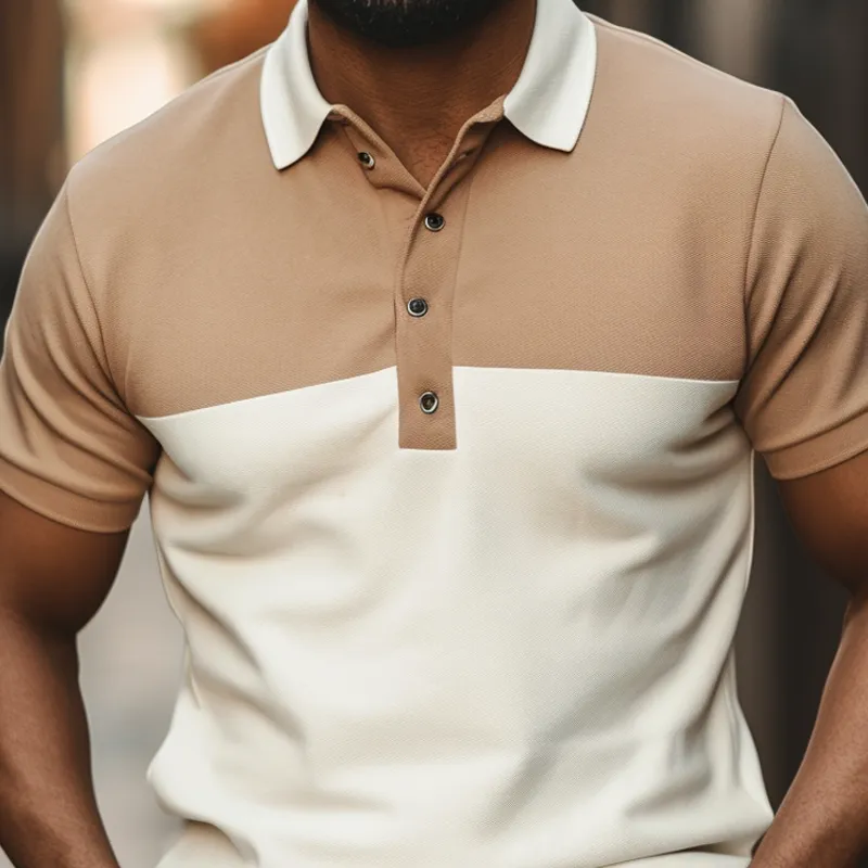 Men's Color Block Lapel Short Sleeve Casual Polo Shirt 32178522Z sold by Manly product image thumbnail 3