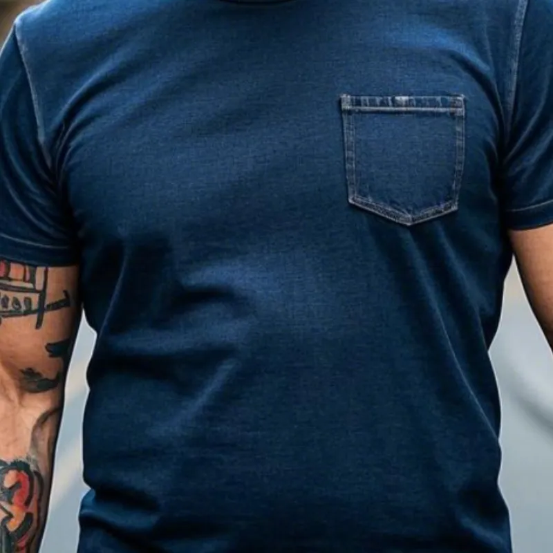 Men's Vintage Casual Round Neck Cotton Blend Short-sleeved T-shirt 09073977F sold by Manly product image thumbnail 3