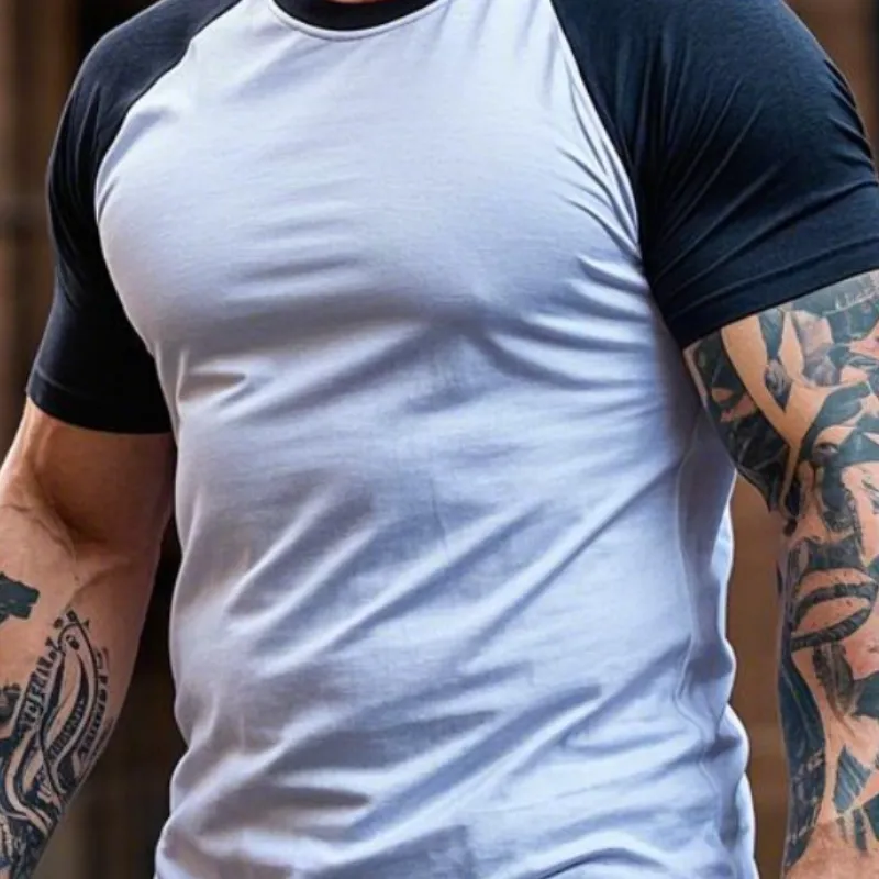Men's Vintage Casual Round Neck Cotton Blend Short-sleeved T-shirt 55611291F sold by Manly product image thumbnail 3