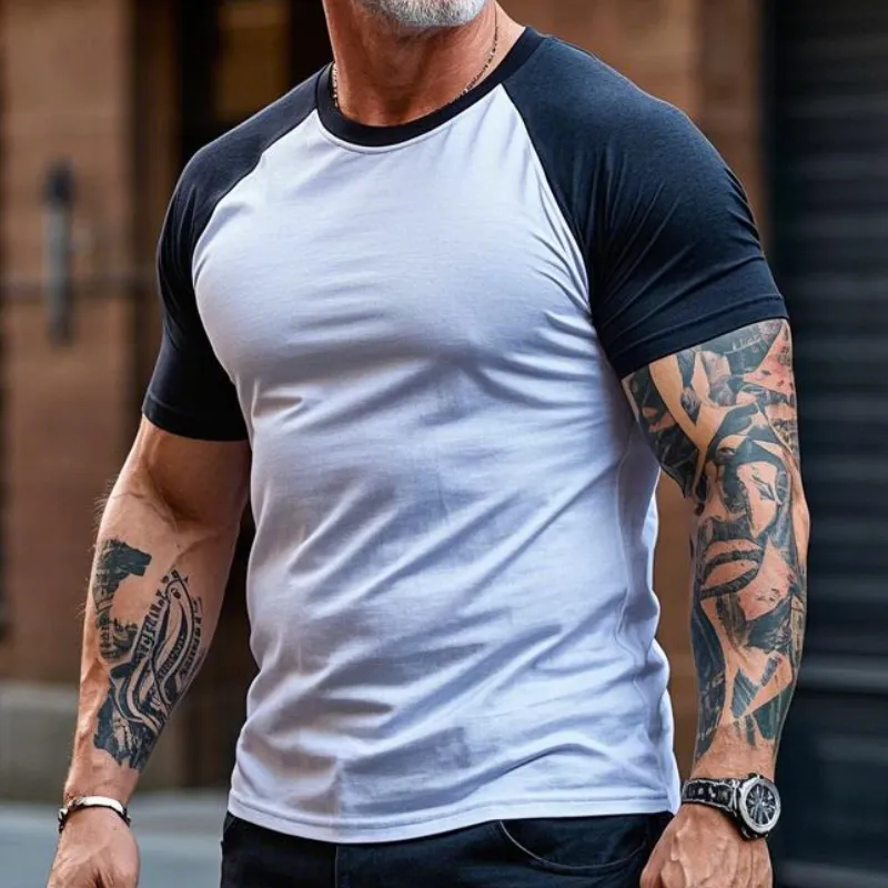 Men's Vintage Casual Round Neck Cotton Blend Short-sleeved T-shirt 55611291F sold by Manly product image thumbnail 2