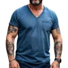 Men's Vintage Casual V-Neck Cotton Blend Short Sleeve T-Shirt 18826151F sold by Manly