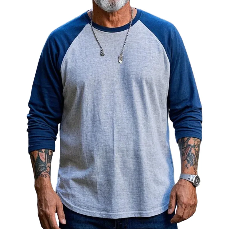 Men's Vintage Western Crew Neck Cotton Blend Raglan Long Sleeve T-shirt 60867203F sold by Manly