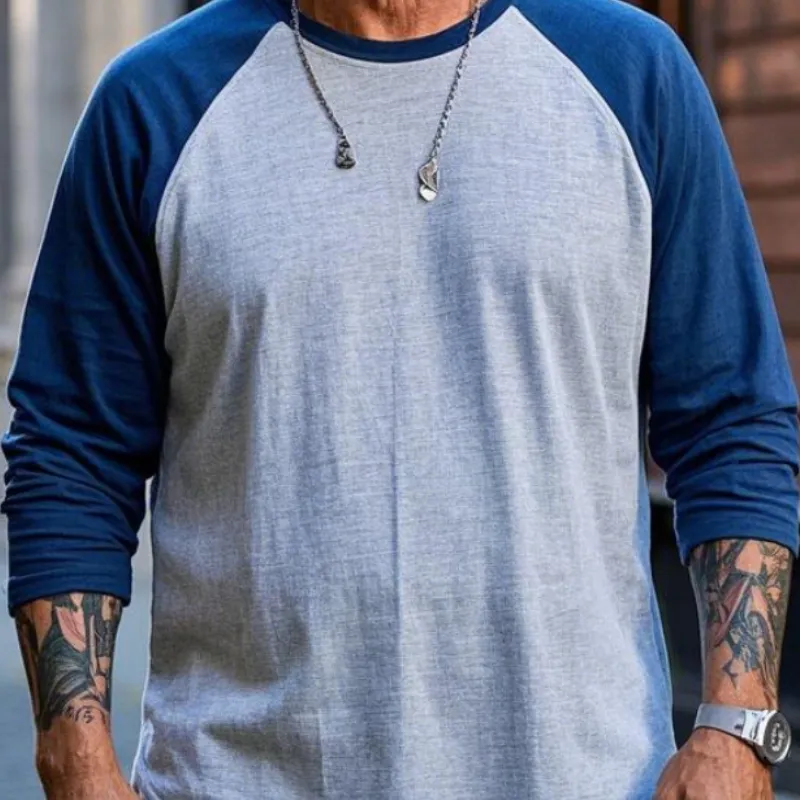 Men's Vintage Western Crew Neck Cotton Blend Raglan Long Sleeve T-shirt 60867203F sold by Manly product image thumbnail 3