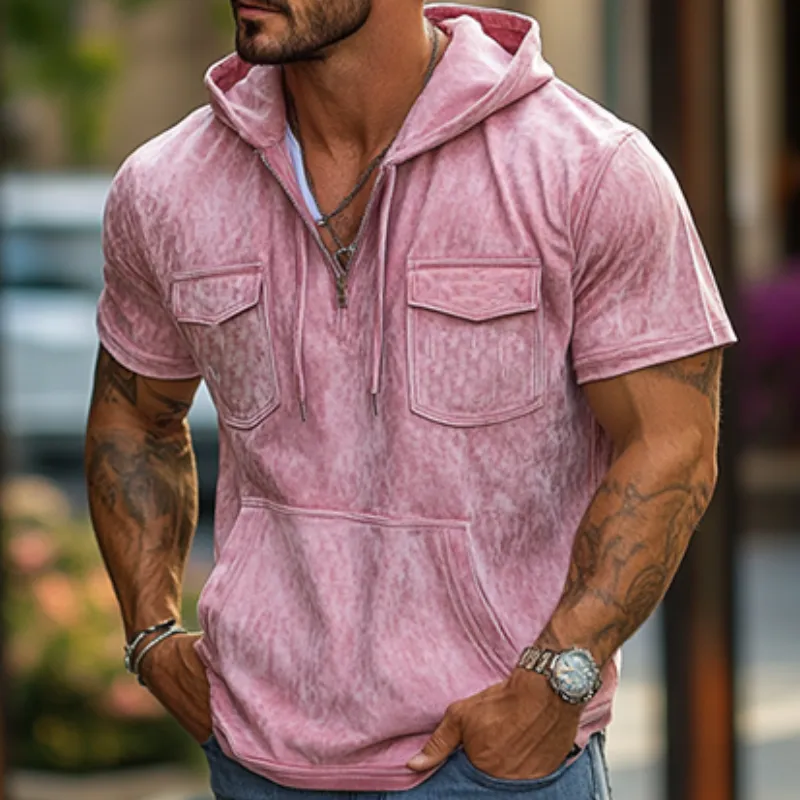 Men's Stylish Classic Casual Multi-pocket Suede V-neck Zipper Hoodie 68853731K sold by Manly product image thumbnail 4