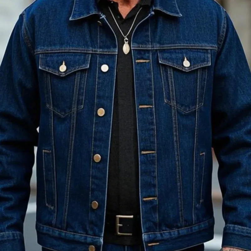 Men's Classic Casual Lapel Denim Jacket 93530252F sold by Manly product image thumbnail 3