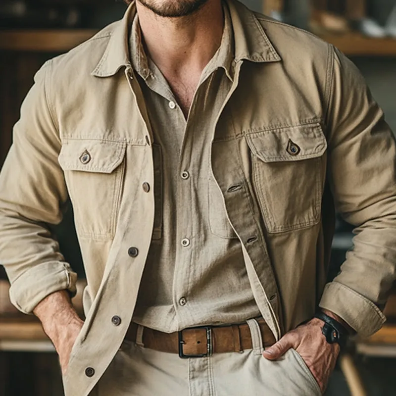 Men's Lightweight Cotton Casual Button-Down Jacket 21028901U sold by Manly product image thumbnail 3