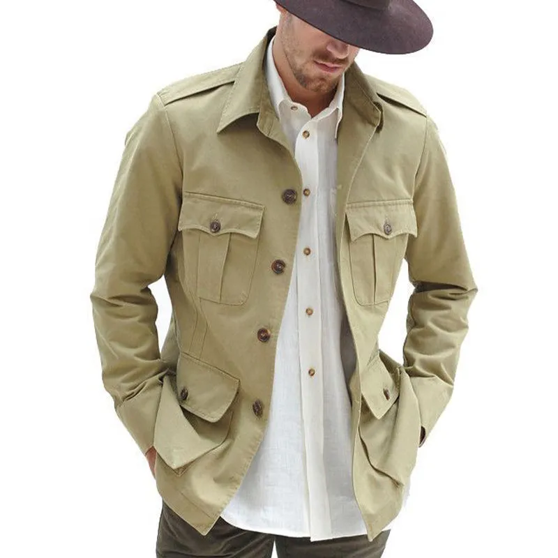 Men's Multi-Pocket Lightweight Cotton Casual Jacket 59065806U sold by Manly