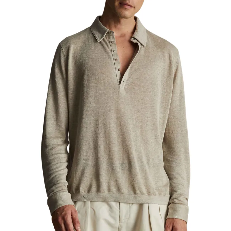 Men's Casual Comfortable Lapel Long-sleeved POLO Shirt 02637735F sold by Manly