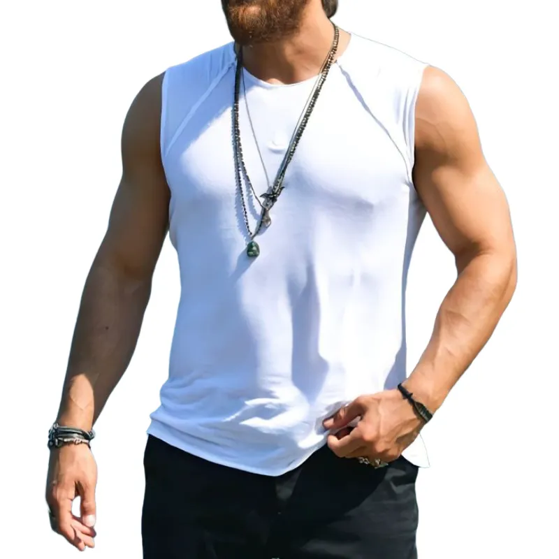 Men's Fashion Cotton Round Neck Slim Fit Tank Top 14395753M sold by Manly