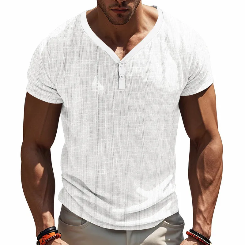 Men's Imitation Linen Loose Breathable Short-sleeved T-shirt 97138221X sold by Manly