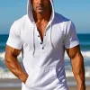 Men's Solid Cotton Short Sleeve Hoodie 41516155X sold by Manly