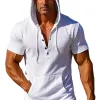 Men's Solid Cotton Short Sleeve Hoodie 41516155X sold by Manly