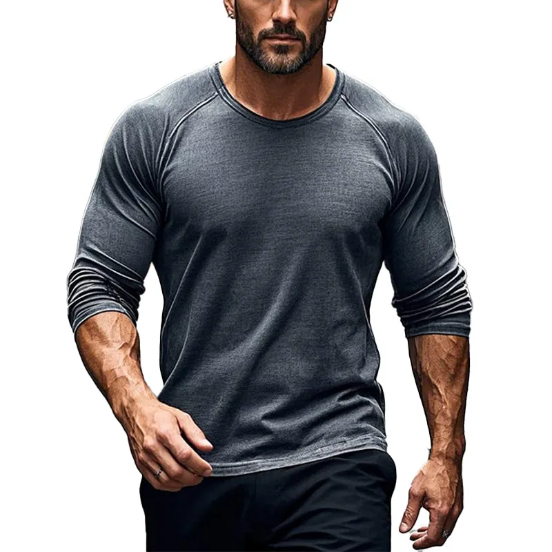 Men's Cotton Blend Round Neck Long Sleeve T-shirt 25452276X sold by Manly