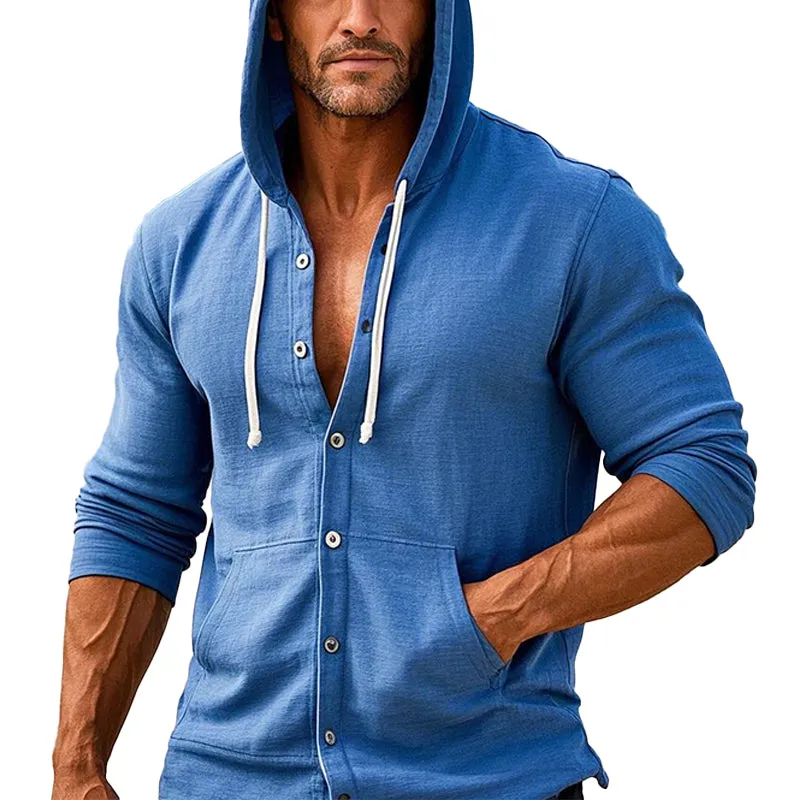 Men's Cotton Solid Single Breasted Hoodie 63202002X sold by Manly