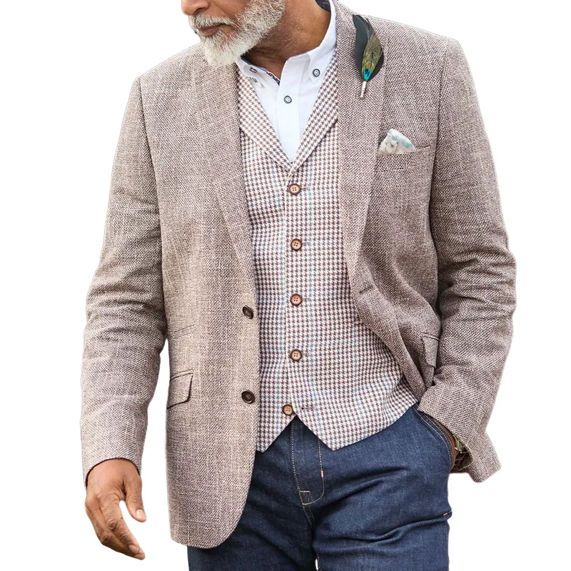 Men's Fashion Peak Lapel Two Buttons Slim Fit Blazer 26837068Z sold by Manly