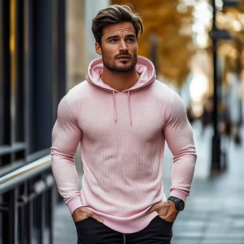 Men's Classic Casual Slim Fit Waffle Hoodie 40081893K sold by Manly product image thumbnail 2