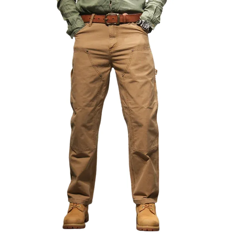 Men's Fashion Solid Straight Multi-pocket Cargo Pants 39130212Z sold by Manly