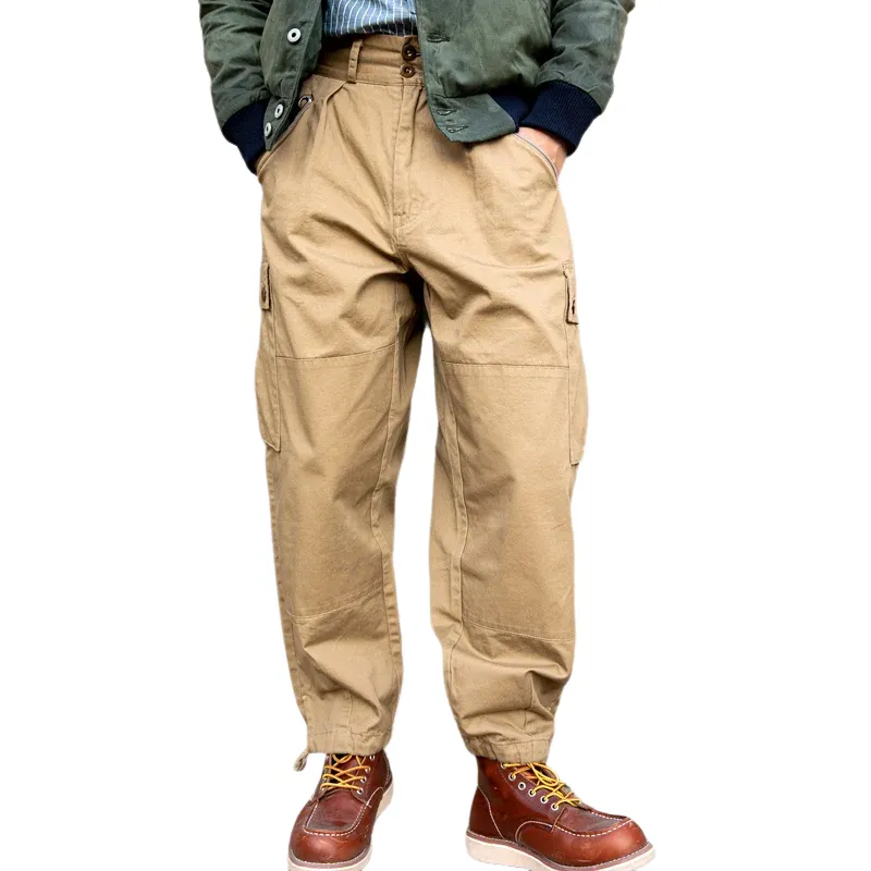 Men's Fashion Solid Straight Multi-pocket Cargo Pants 62677702Z sold by Manly