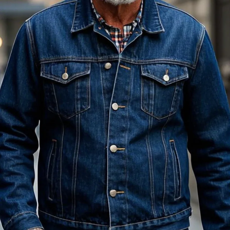 Men's Vintage Casual Lapel Denim Jacket 37874914F sold by Manly product image thumbnail 3