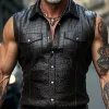 Men's Classic Vintage Lapel Textured Leather Vest 16745251F sold by Manly