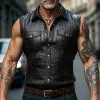 Men's Classic Vintage Lapel Textured Leather Vest 16745251F sold by Manly