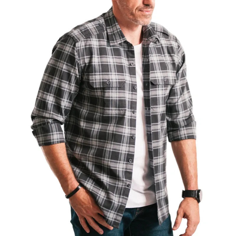 Men's Casual Lapel Blended Plaid Long Sleeve Shirt 27802707F sold by Manly