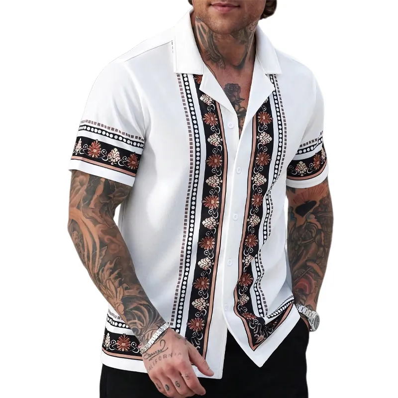 Men's Casual Vintage Printed Short Sleeve Shirt 34528757U sold by Manly