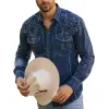Men's Vintage Western Cowboy Embroidered Denim Long Sleeve Shirt 87746139U sold by Manly