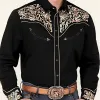 Men's Western Cowboy Vintage Embroidery Cotton Long Sleeve Shirt 95603095U sold by Manly
