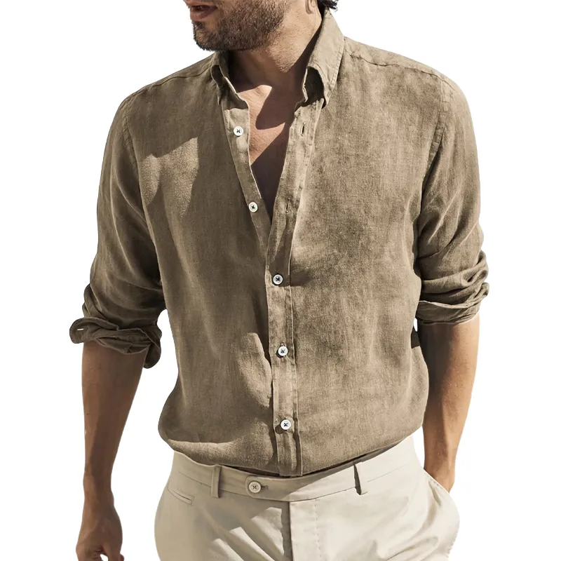 Men's Casual Khaki Suede Long Sleeve Shirt 03155926U sold by Manly