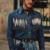 Men's Retro Western Cowboy Tassel Long Sleeve Shirt 09765266U sold by Manly