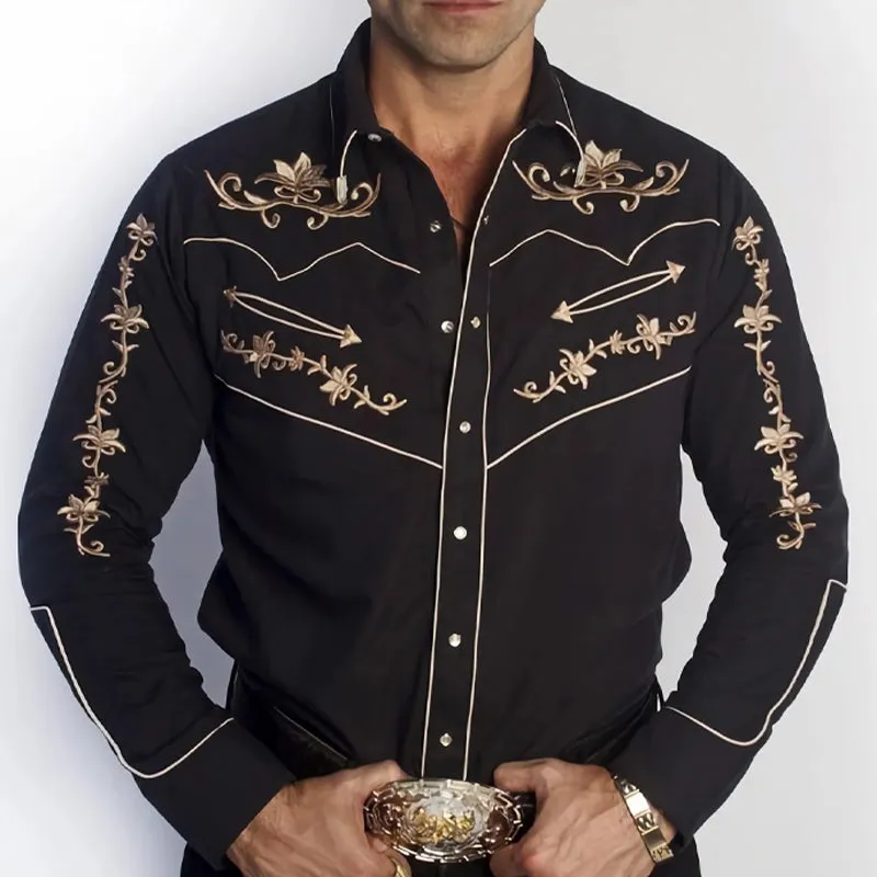 Men's Vintage Embroidered Western Denim Cotton Long Sleeve Shirt 32446229U sold by Manly product image thumbnail 3