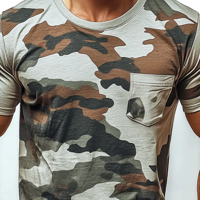 Men's Casual Cotton Camouflage Round Neck Slim Fit Short Sleeve T-Shirt 59827051M sold by Manly product image thumbnail 3