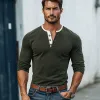 Men's Colorblock Henley Collar Long Sleeve T-shirt 96848876Z sold by Manly