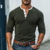 Men's Colorblock Henley Collar Long Sleeve T-shirt 96848876Z sold by Manly