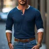 Men's Colorblock Henley Collar Long Sleeve T-shirt 65176903Z sold by Manly