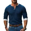 Men's Colorblock Henley Collar Long Sleeve T-shirt 65176903Z sold by Manly