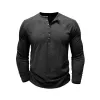 Men's Solid Color Henley Collar Long Sleeve T-shirt 73181989Z sold by Manly