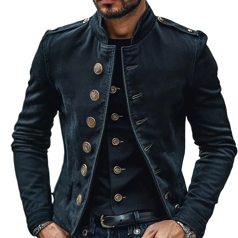 Men's Vintage Washed Single Breasted Denim Jacket 64229672X sold by Manly