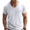 Men's Solid Color Casual V-neck Short-sleeved T-shirt 18105212X sold by Manly