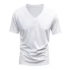 Men's Solid Color Casual V-neck Short-sleeved T-shirt 18105212X sold by Manly