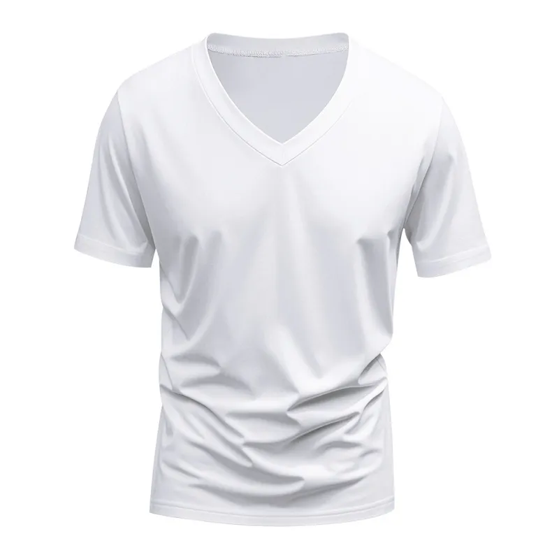 Men's Solid Color Casual V-neck Short-sleeved T-shirt 18105212X sold by Manly product image thumbnail 5