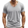Men's Solid Color Casual V-neck Short-sleeved T-shirt 18105212X sold by Manly