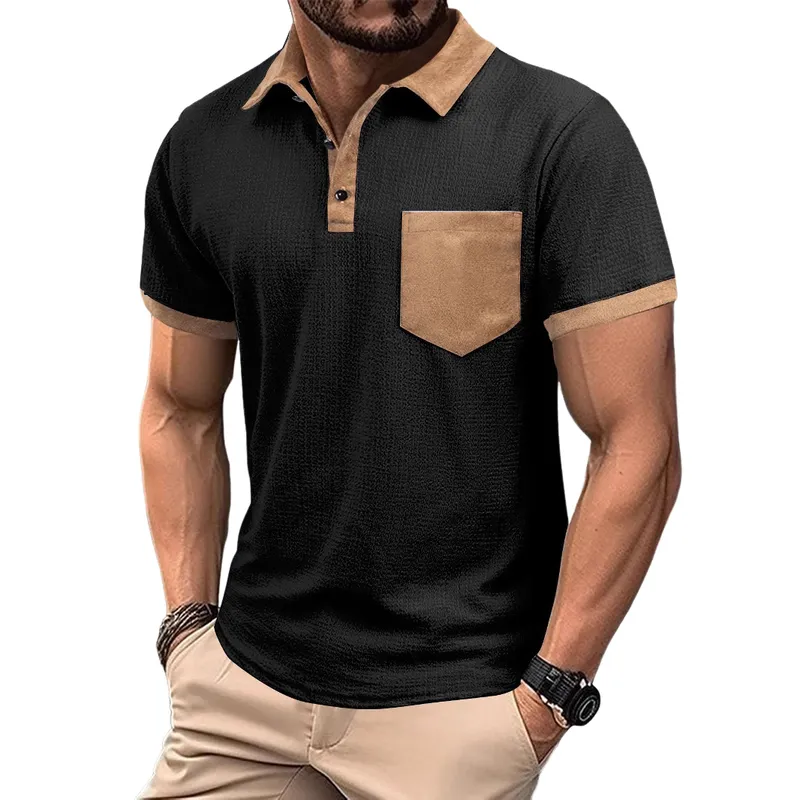 Men's Vintage Suede Short Sleeve POLO Shirt 08821490X sold by Manly