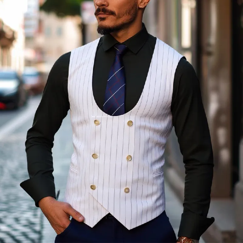 Men's Casual Striped U-Neck Double-Breasted Vest (Shirt Not Included) 16826135X sold by Manly product image thumbnail 3