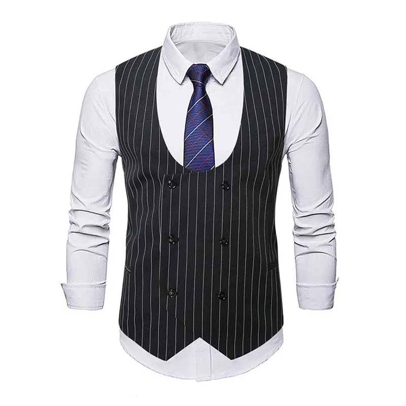 Men's Casual Striped U-Neck Double-Breasted Vest (Shirt Not Included) 16826135X sold by Manly product image thumbnail 4