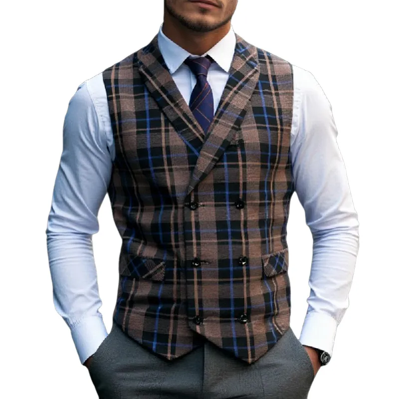 Men's Vintage Checkered Lapel Double-breasted Vest (shirt Not Included) 26293846X sold by Manly