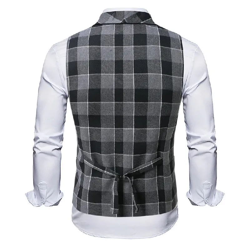 Men's Vintage Checkered Lapel Double-breasted Vest (shirt Not Included) 02198566X sold by Manly product image thumbnail 4